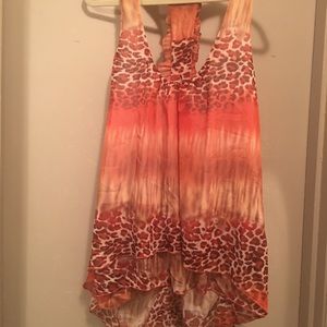 Orange leopard print classy tank blouse